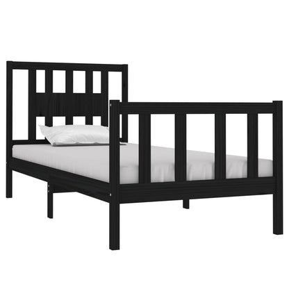 Estrutura cama de solteiro 90x190 cm madeira maciça preto