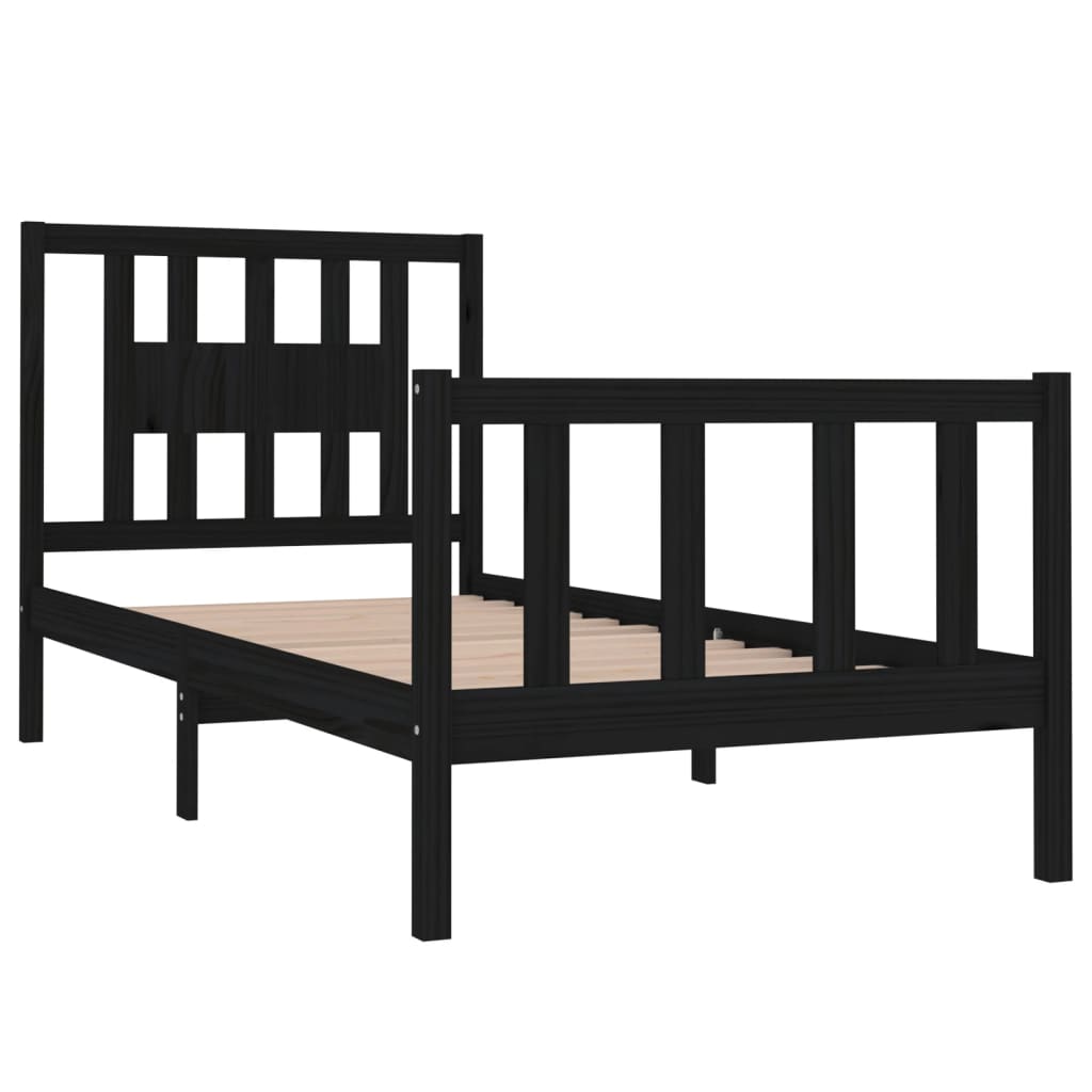 Estrutura cama de solteiro 90x190 cm madeira maciça preto