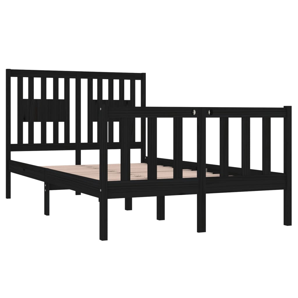 Estrutura de cama dupla pequena 120x190 cm madeira maciça preto