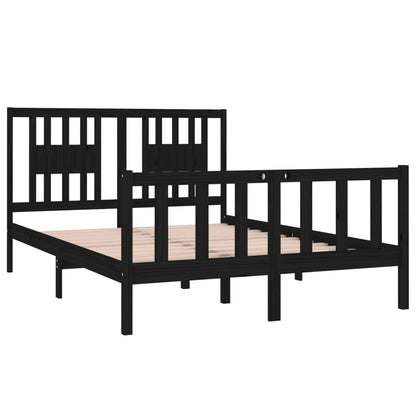 Estrutura de cama 140x190 cm madeira maciça preto