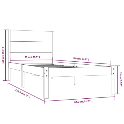 Estrutura de cama pequena solteiro 75x190 cm madeira maciça