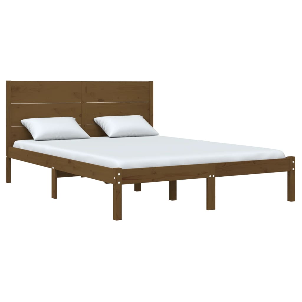 Estrutura de cama dupla pequena 120x190 cm madeira castanho mel