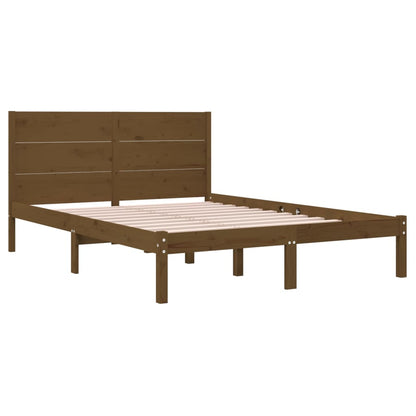 Estrutura de cama dupla pequena 120x190 cm madeira castanho mel