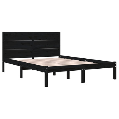 Estrutura de cama 140x190 cm madeira de pinho maciça preto