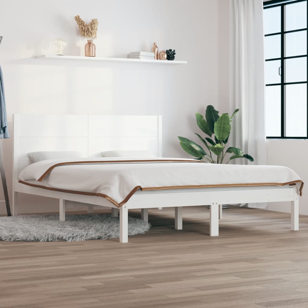 Estrutura de cama 120x200 cm pinho maciço branco