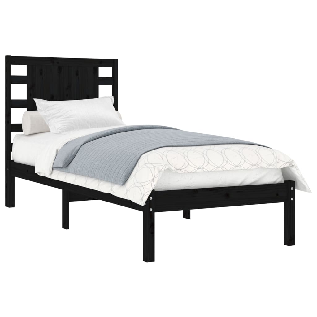 Estrutura de cama pequena solteiro 75x190 cm madeira preto