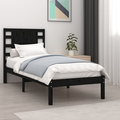 Estrutura de cama pequena solteiro 75x190 cm madeira preto