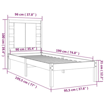 Estrutura de cama solteiro 90x190 cm madeira maciça