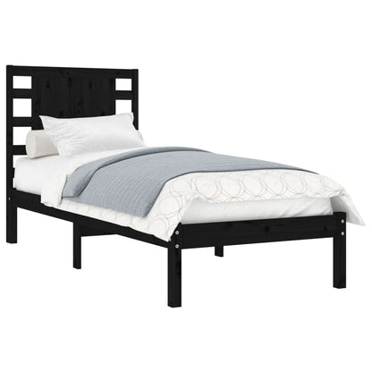 Estrutura cama de solteiro 90x190 cm madeira maciça preto