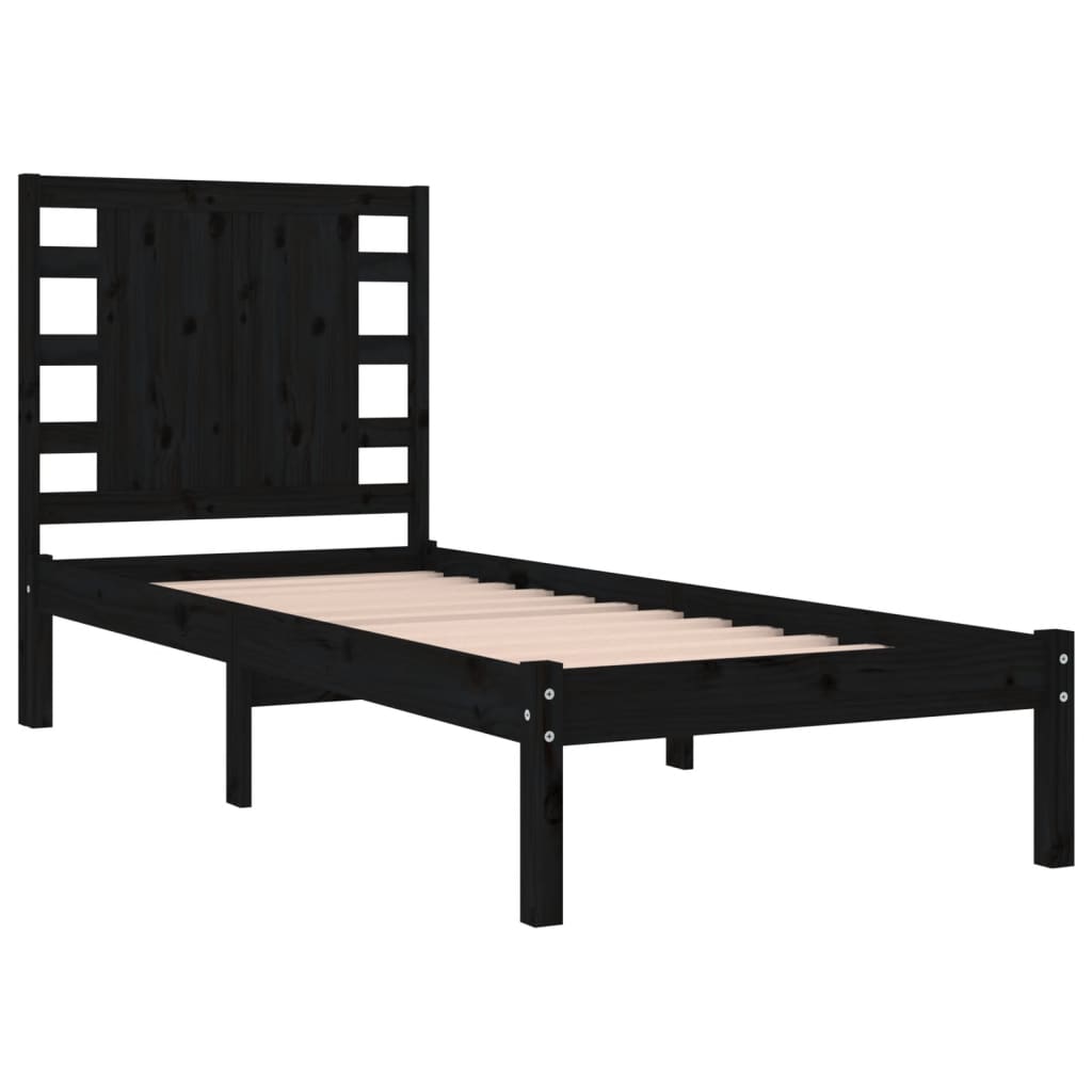 Estrutura cama de solteiro 90x190 cm madeira maciça preto