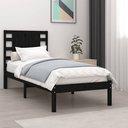 Estrutura cama de solteiro 90x190 cm madeira maciça preto