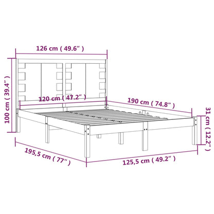 Estrutura de cama dupla pequena 4FT 120x190 cm madeira maciça