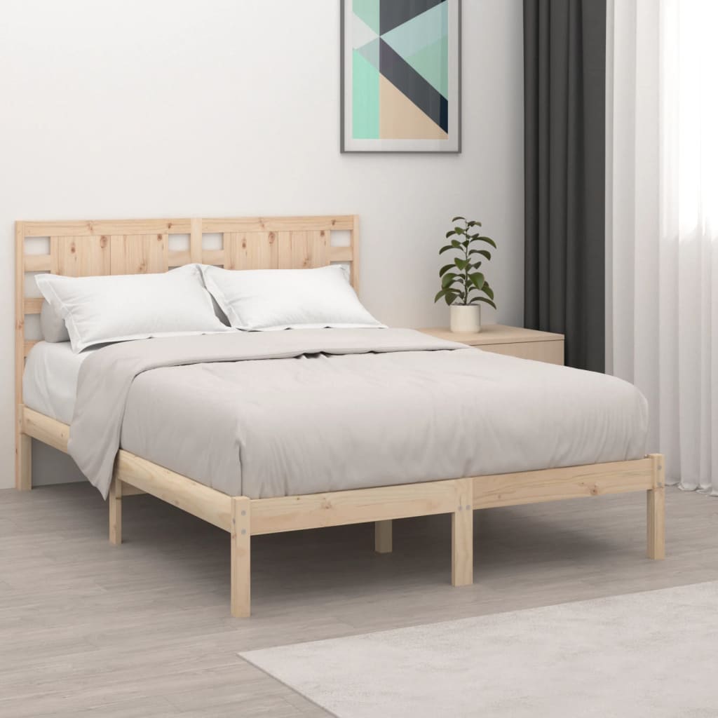 Estrutura de cama dupla pequena 4FT 120x190 cm madeira maciça