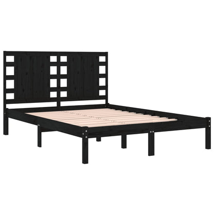 Estrutura cama dupla pequena 120x190 cm madeira maciça preto