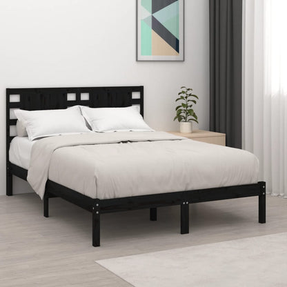 Estrutura cama dupla pequena 120x190 cm madeira maciça preto