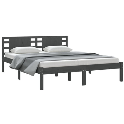 Estrutura de cama king 150x200 cm madeira maciça cinzento