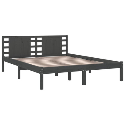 Estrutura de cama king 150x200 cm madeira maciça cinzento