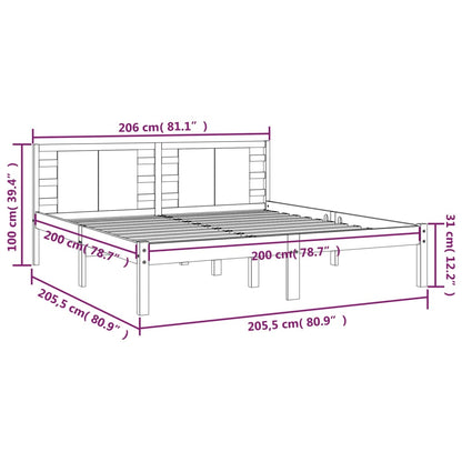 Estrutura de cama 200x200 cm pinho maciço branco