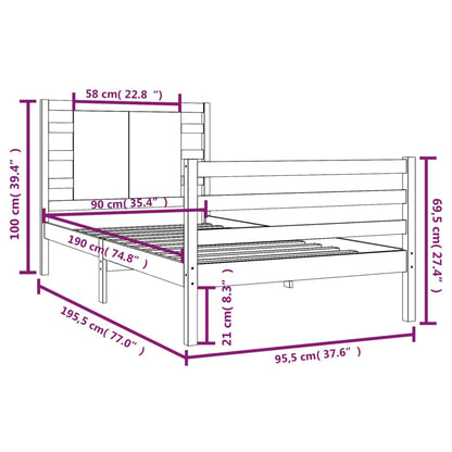 Estrutura de cama solteiro 90x190 cm pinho maciço