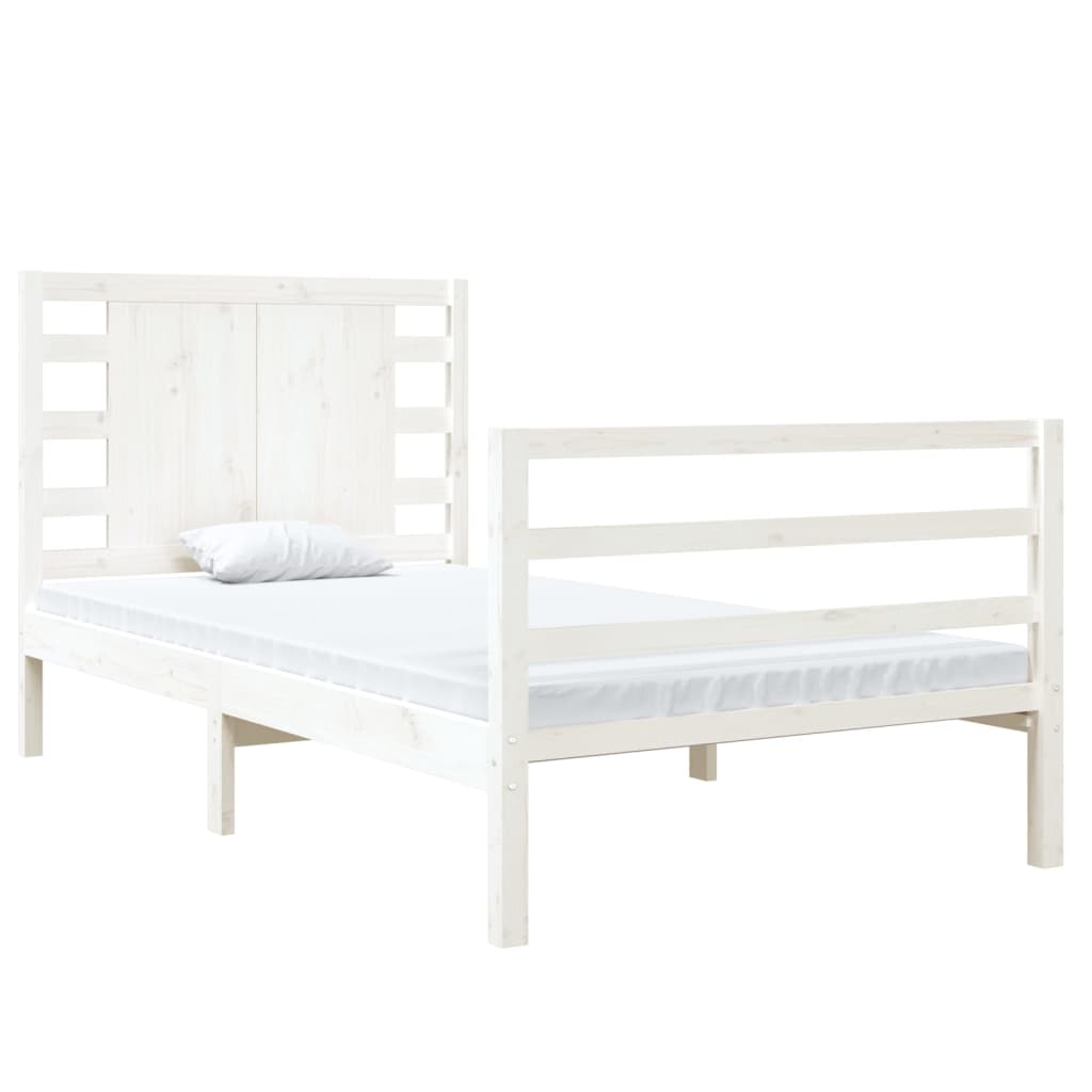 Estrutura cama solteiro 90x190 cm pinho maciço branco