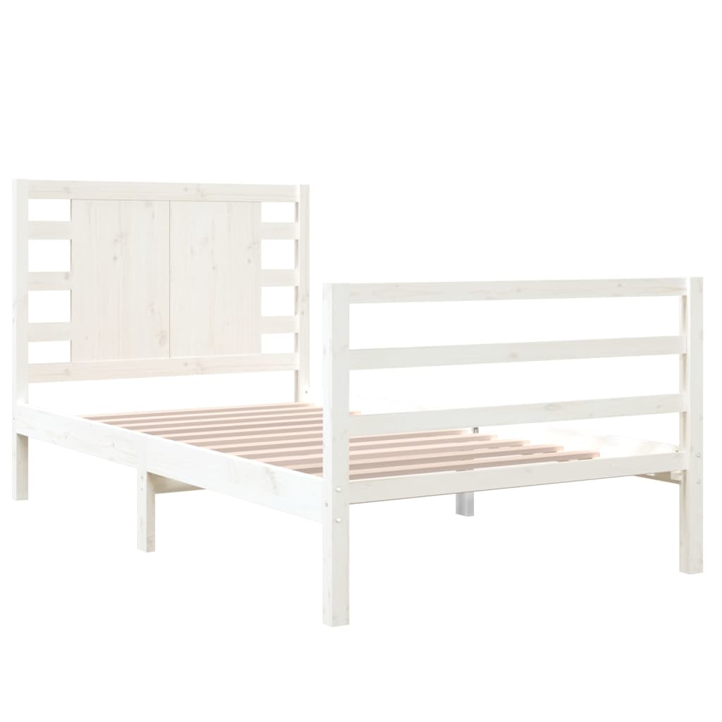 Estrutura cama solteiro 90x190 cm pinho maciço branco