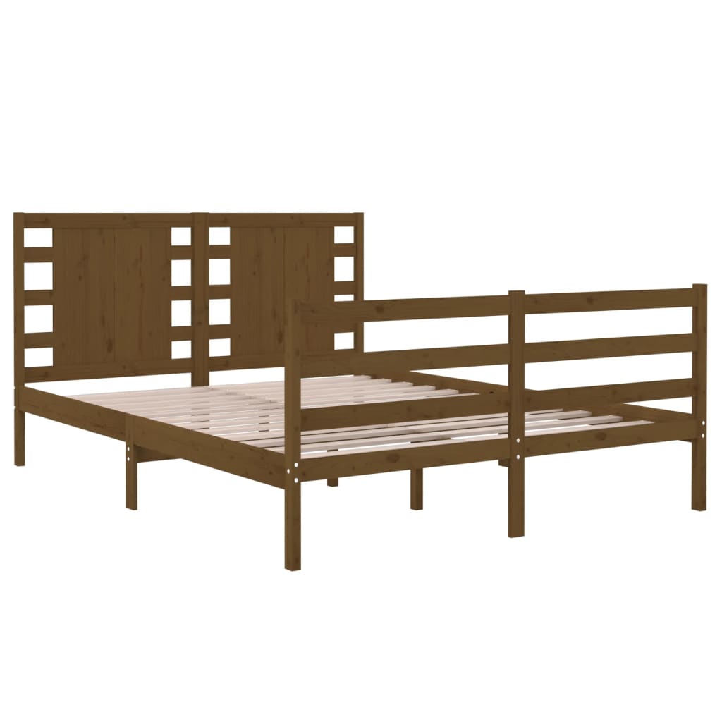 Estrutura de cama dupla pequena 120x190 cm madeira castanho mel