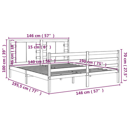 Estrutura de cama 140x190 cm madeira de pinho maciça cinzento