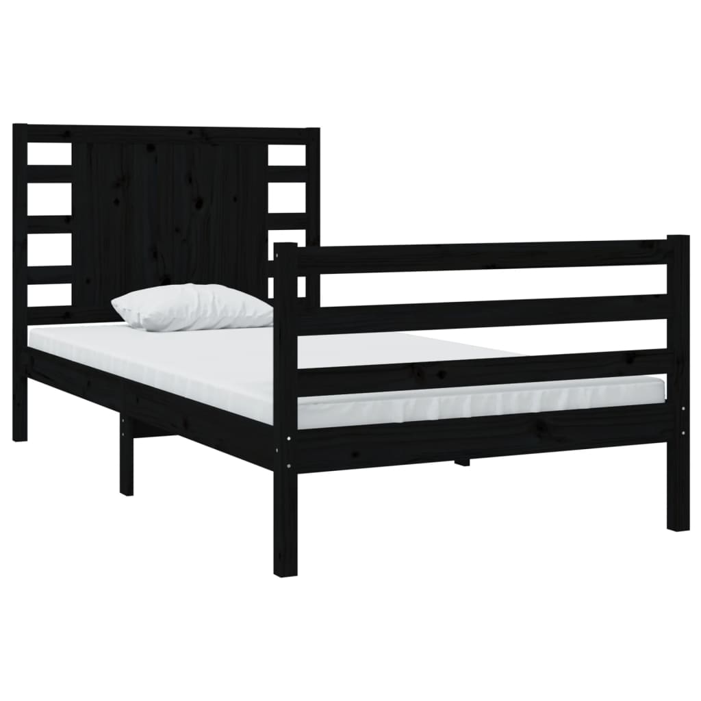 Estrutura de cama 100x200 cm pinho maciço preto