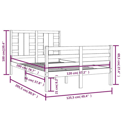 Estrutura de cama 120x200 cm pinho maciço branco