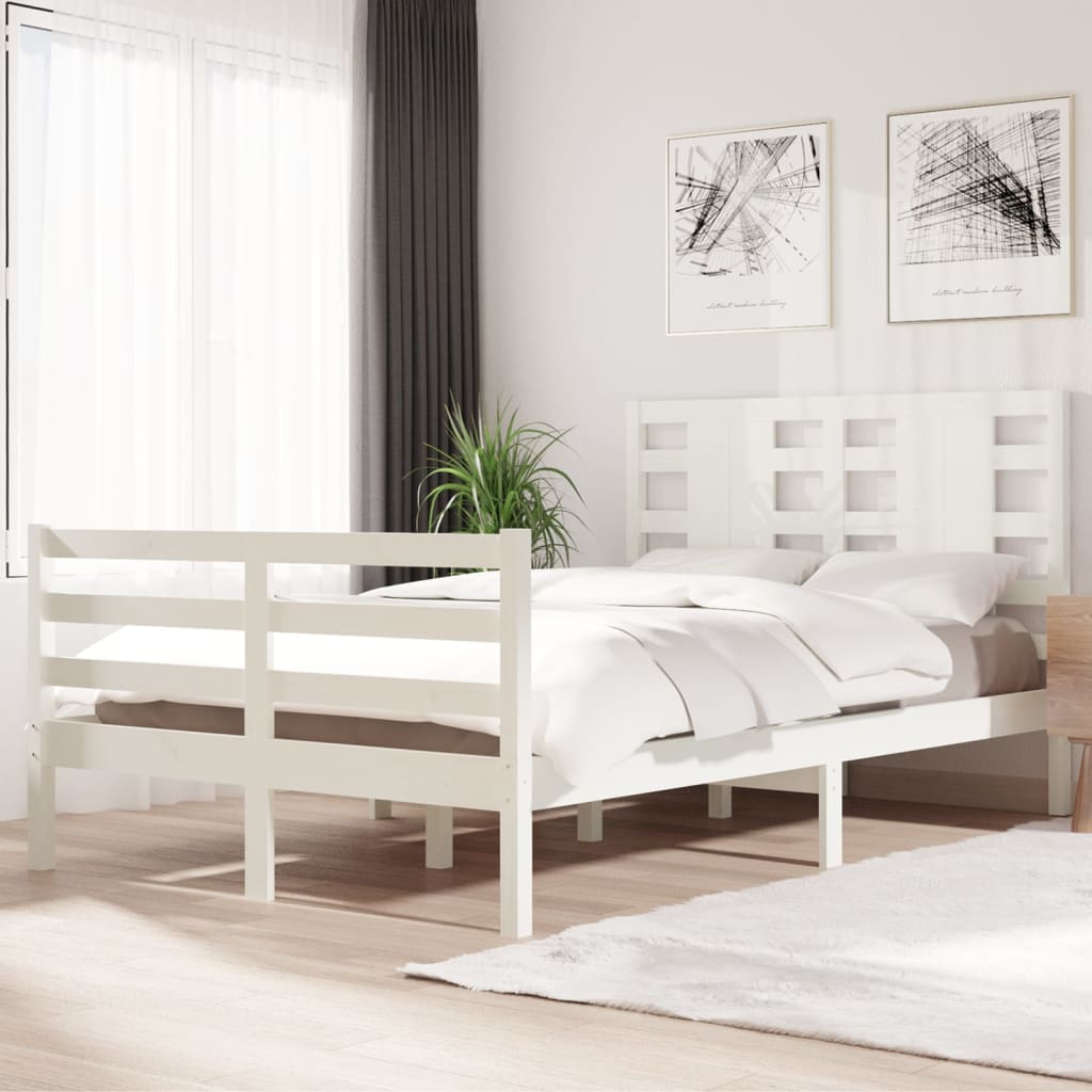 Estrutura de cama 120x200 cm pinho maciço branco