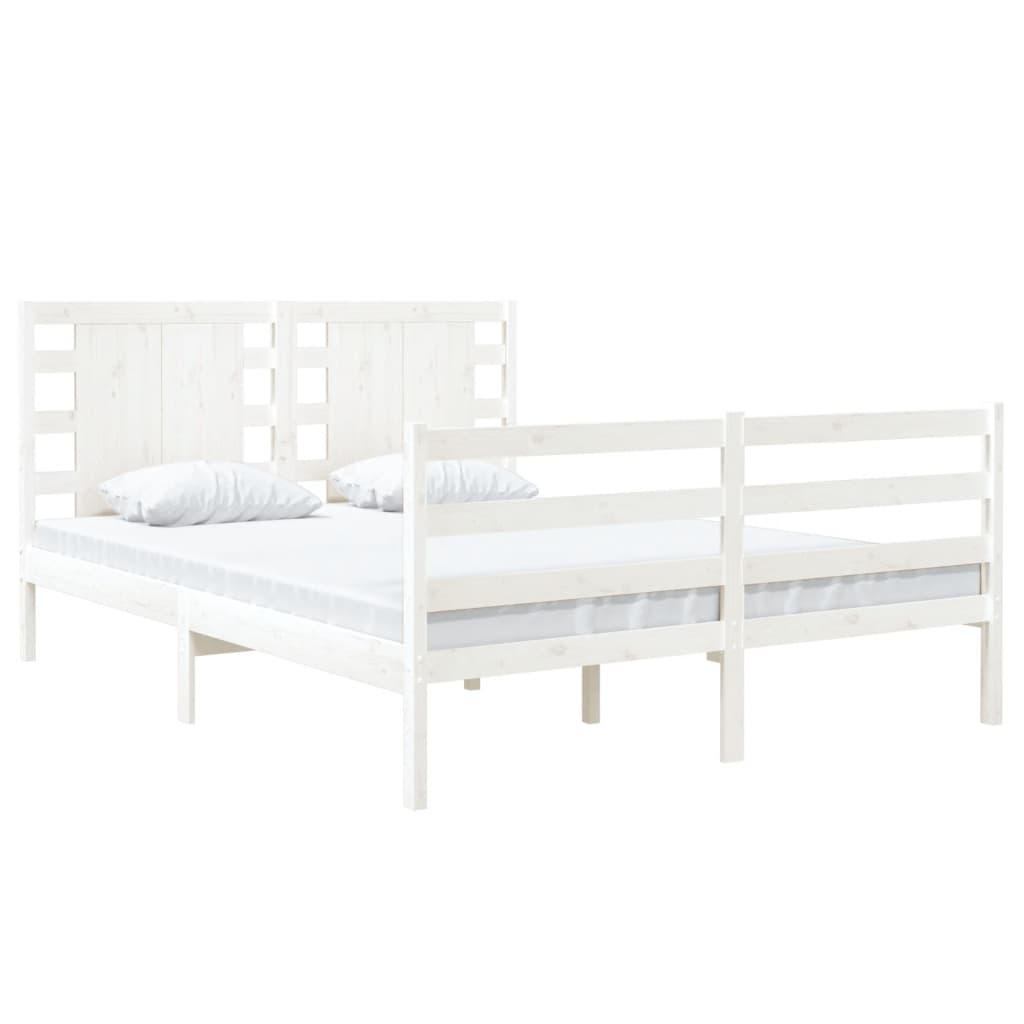 Estrutura de cama 140x200 cm madeira de pinho maciça branco