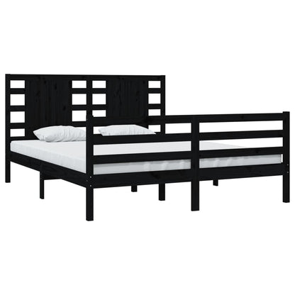 Estrutura de cama 160x200 cm pinho maciço preto