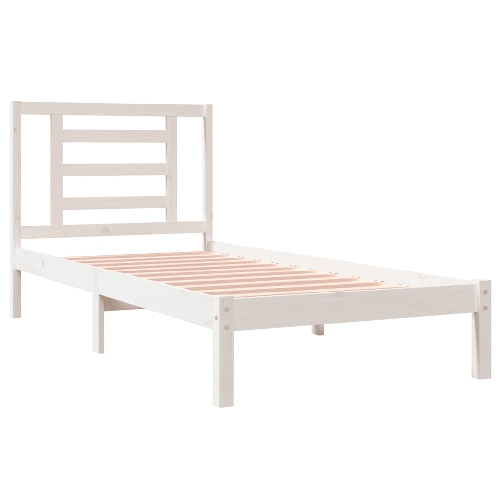 Estrutura cama solteiro 90x190 cm pinho maciço branco