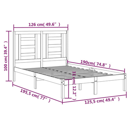 Estrutura de cama dupla pequena 4FT 120x190 cm madeira maciça