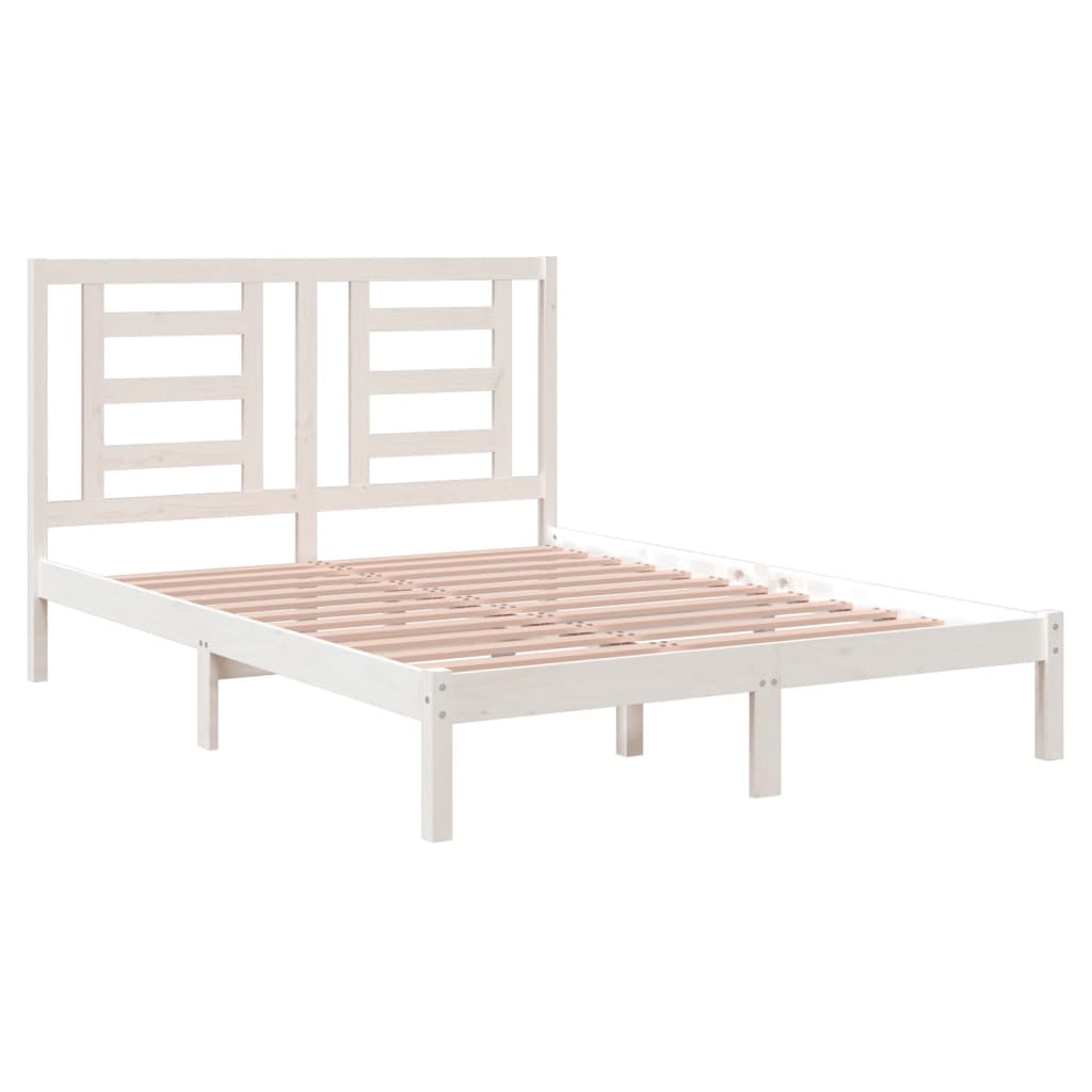 Estrutura de cama dupla 135x190 cm pinho maciço branco