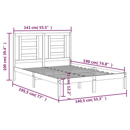 Estrutura de cama dupla 135x190 cm pinho maciço branco