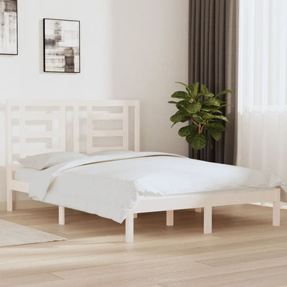 Estrutura de cama dupla 135x190 cm pinho maciço branco