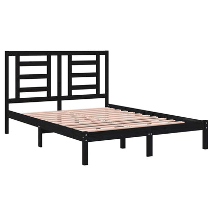 Estrutura de cama dupla 4FT6 135x190 cm pinho maciço preto