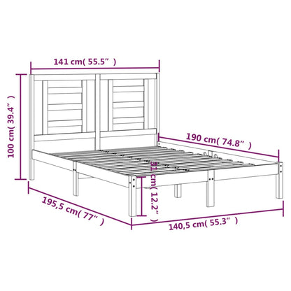 Estrutura de cama dupla 4FT6 135x190 cm pinho maciço preto