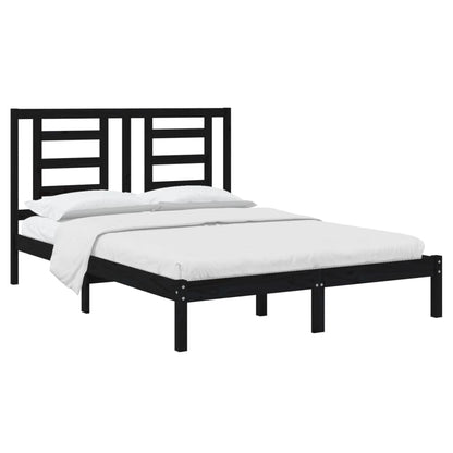 Estrutura de cama 140x190 cm madeira de pinho maciça preto