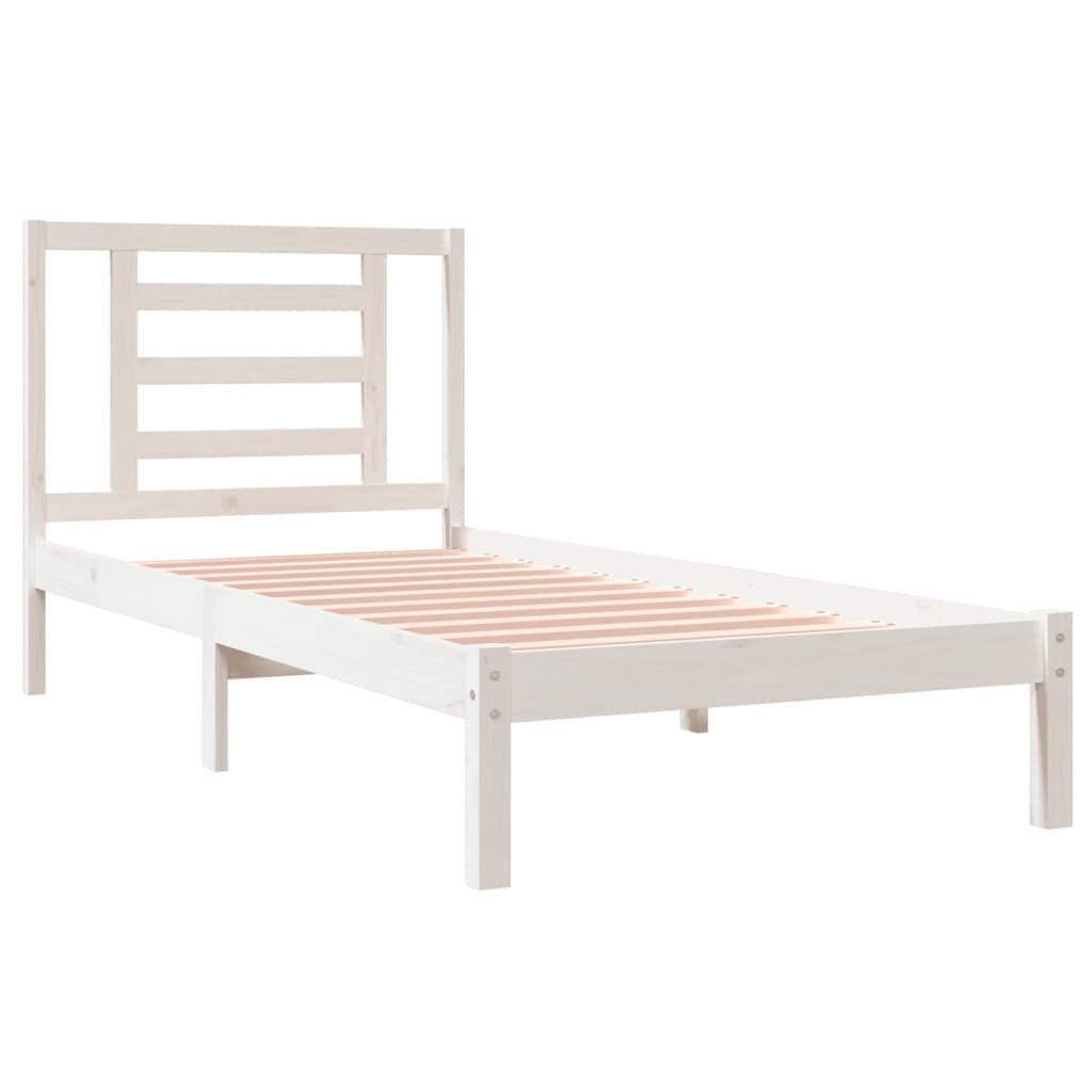 Estrutura de cama 90x200 cm pinho maciço branco