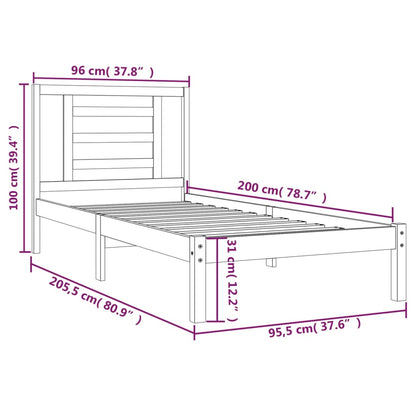 Estrutura de cama 90x200 cm pinho maciço branco