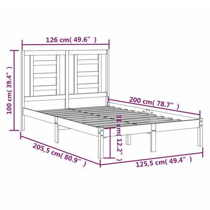 Estrutura de cama 120x200 cm madeira pinho maciço castanho mel