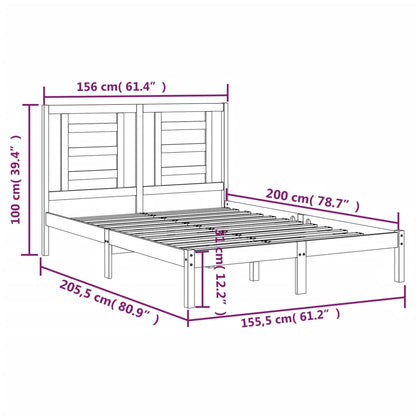 Estrutura de cama 5FT King 150x200 cm pinho maciço cinzento