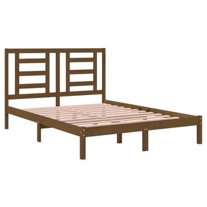 Estrutura cama 5FT King 150x200 cm pinho maciço castanho-mel