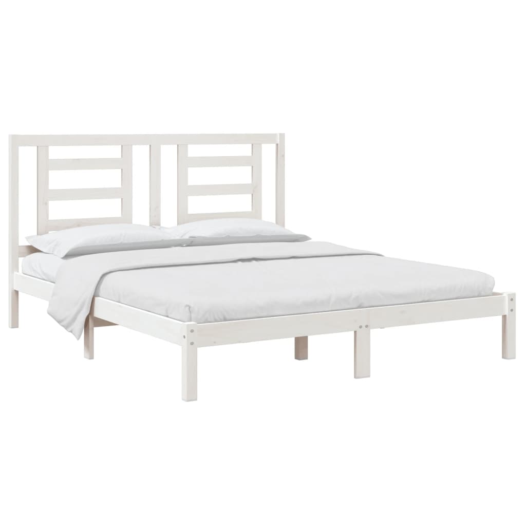 Estrutura de cama 160x200 cm madeira de pinho maciça branco