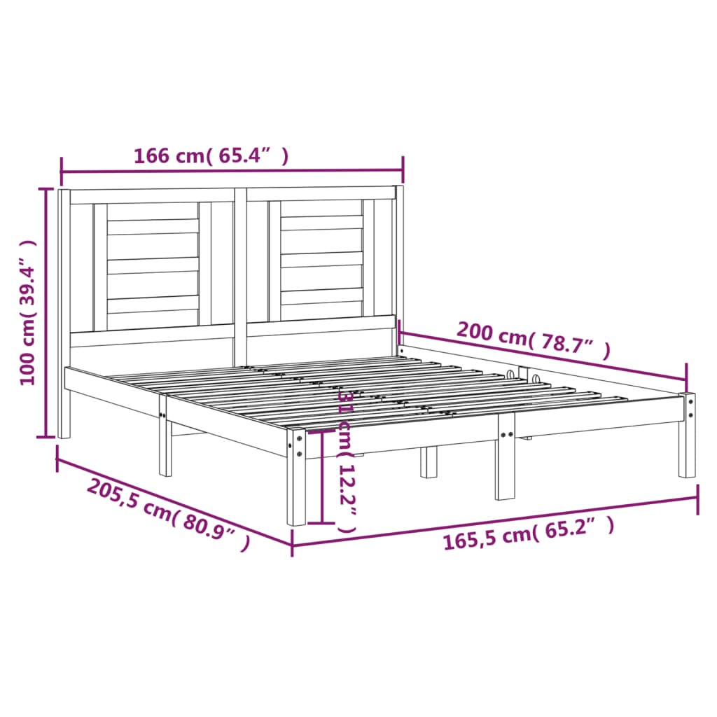 Estrutura de cama 160x200 cm madeira de pinho maciça branco