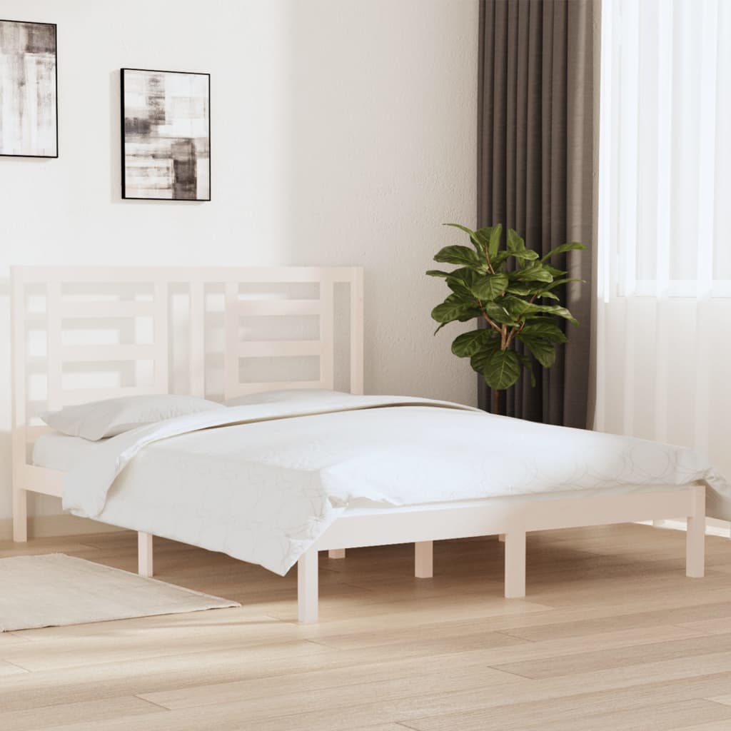 Estrutura de cama 160x200 cm madeira de pinho maciça branco