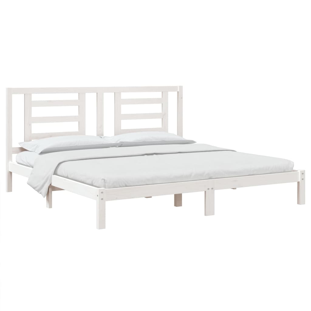 Estrutura de cama super king 180x200 cm madeira maciça branco