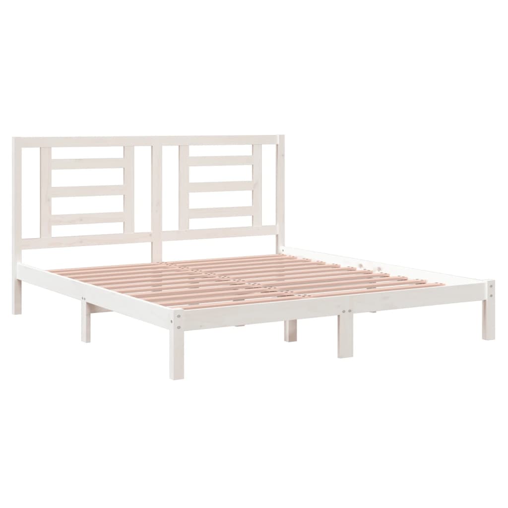 Estrutura de cama super king 180x200 cm madeira maciça branco